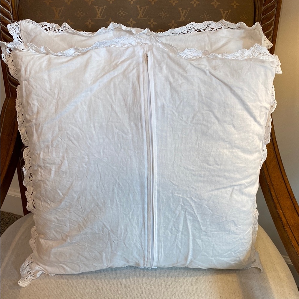 Vintage 70s White Crochet Lace Accent Pillows, Handmade, Boho Cottage Fairy Core - Picture 6 of 8